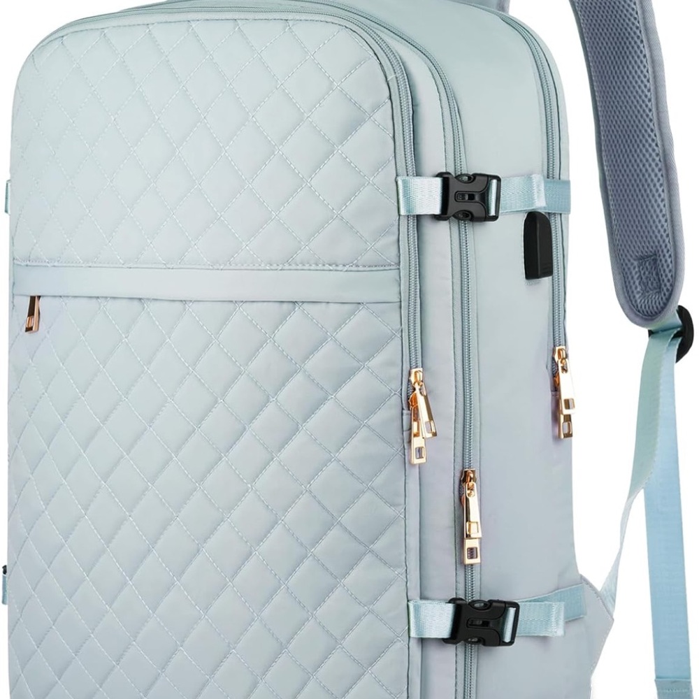 Quilted Light Blue Backpack